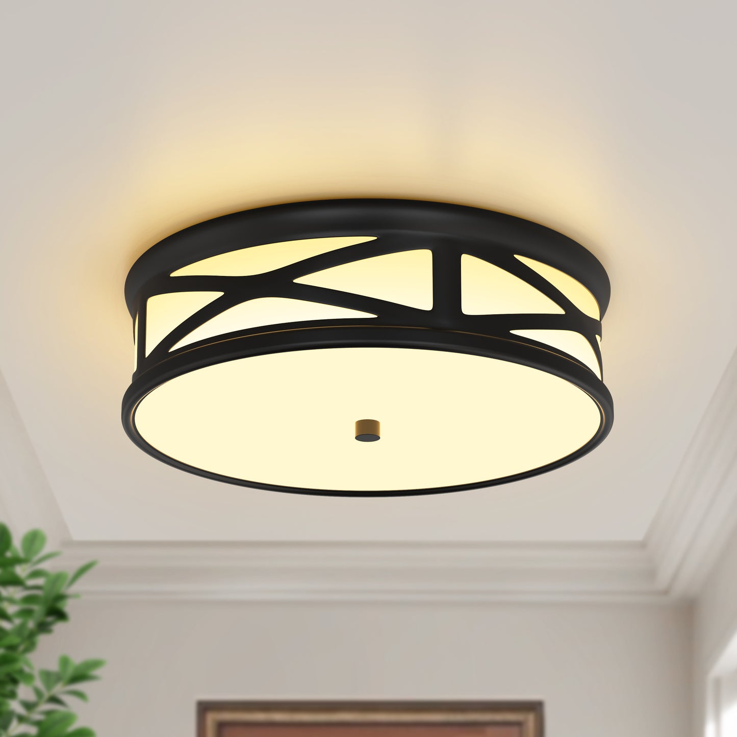 YANSUN Cross-Triangle LED Ceiling Light, Black Powder-Coated Metal, 16W, 110V, Adjustable 3000K/4000K/5000K