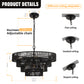20 in. Bohemian 6-Light Black Rattan Chandelier, Vintage Farmhouse Pendant Light for Dining and Living Rooms
