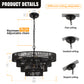 20 in. Bohemian 6-Light Black Rattan Chandelier, Vintage Farmhouse Pendant Light for Dining and Living Rooms