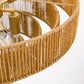 20in. 6-Light Hand Woven Rattan Pendant Light, Boho Brown Large Farmhouse Chandelier 4-Tier Rattan Shade for Living Room