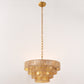 20in. 6-Light Hand Woven Rattan Pendant Light, Boho Brown Large Farmhouse Chandelier 4-Tier Rattan Shade for Living Room