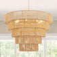 26 in. 8-Light Boho Brown Rattan Pendant, Affordable Brass E12 Chandelier