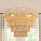 26 in. 8-Light Boho Brown Rattan Pendant, Affordable Brass E12 Chandelier