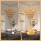 26 in. 8-Light Boho Brown Rattan Pendant, Affordable Brass E12 Chandelier