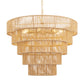 26 in. 8-Light Boho Brown Rattan Pendant, Affordable Brass E12 Chandelier