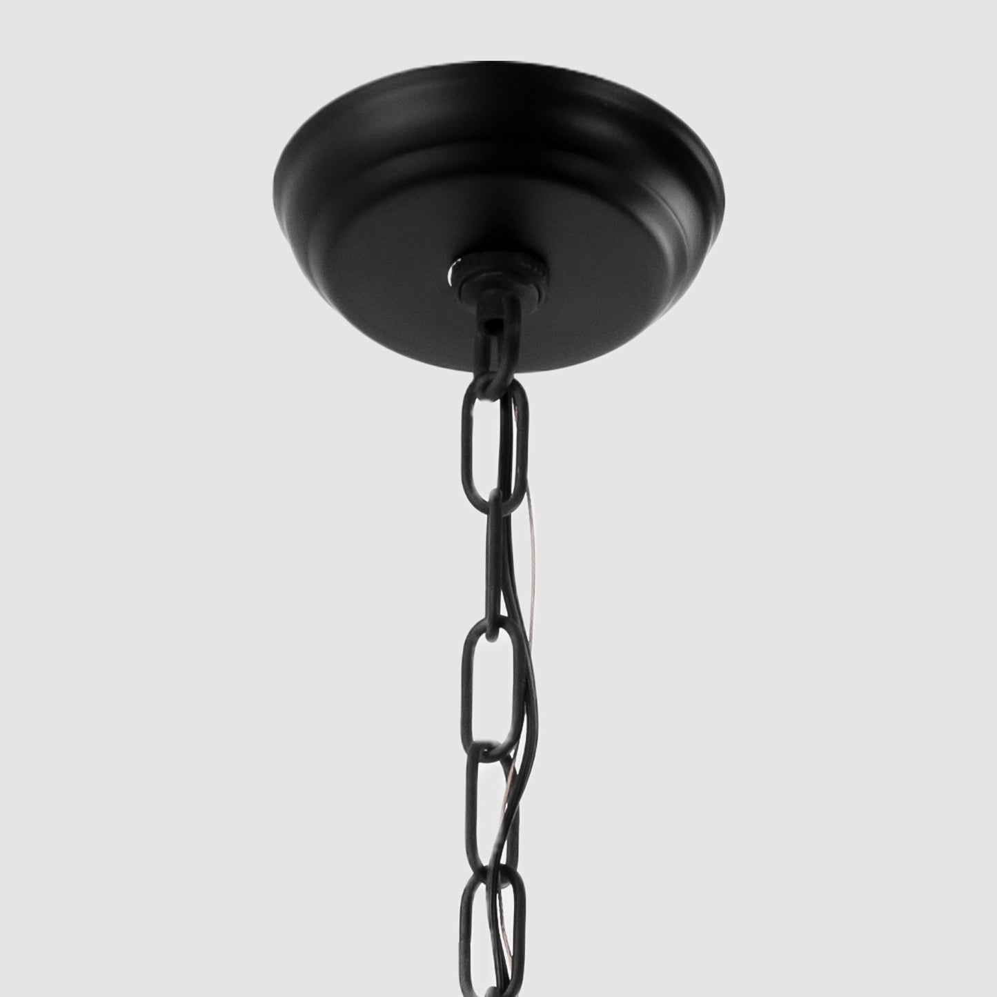 6-Light Matte Black Chandelier with White Wood Beads for Dining Rooms and Entryways