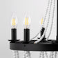 6-Light Matte Black Chandelier with White Wood Beads for Dining Rooms and Entryways