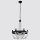 6-Light Matte Black Chandelier with White Wood Beads for Dining Rooms and Entryways