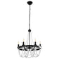 6-Light Matte Black Chandelier with White Wood Beads for Dining Rooms and Entryways