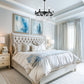 6-Light Matte Black Chandelier with White Wood Beads for Dining Rooms and Entryways