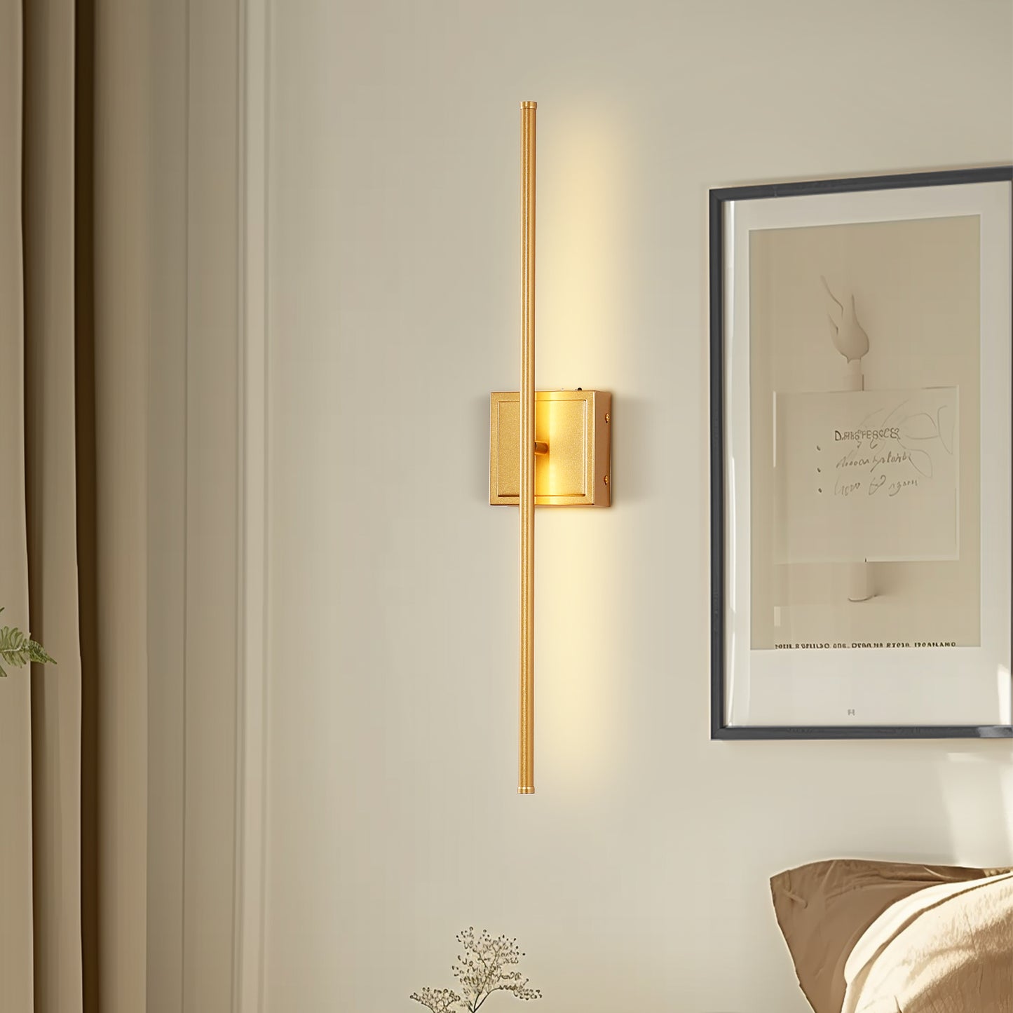 350° Rotate Gold Dimmable Wireless Integrated LED Wall Sconce with Remote, Sconce Wall Decor for Living Room(2-Pack)