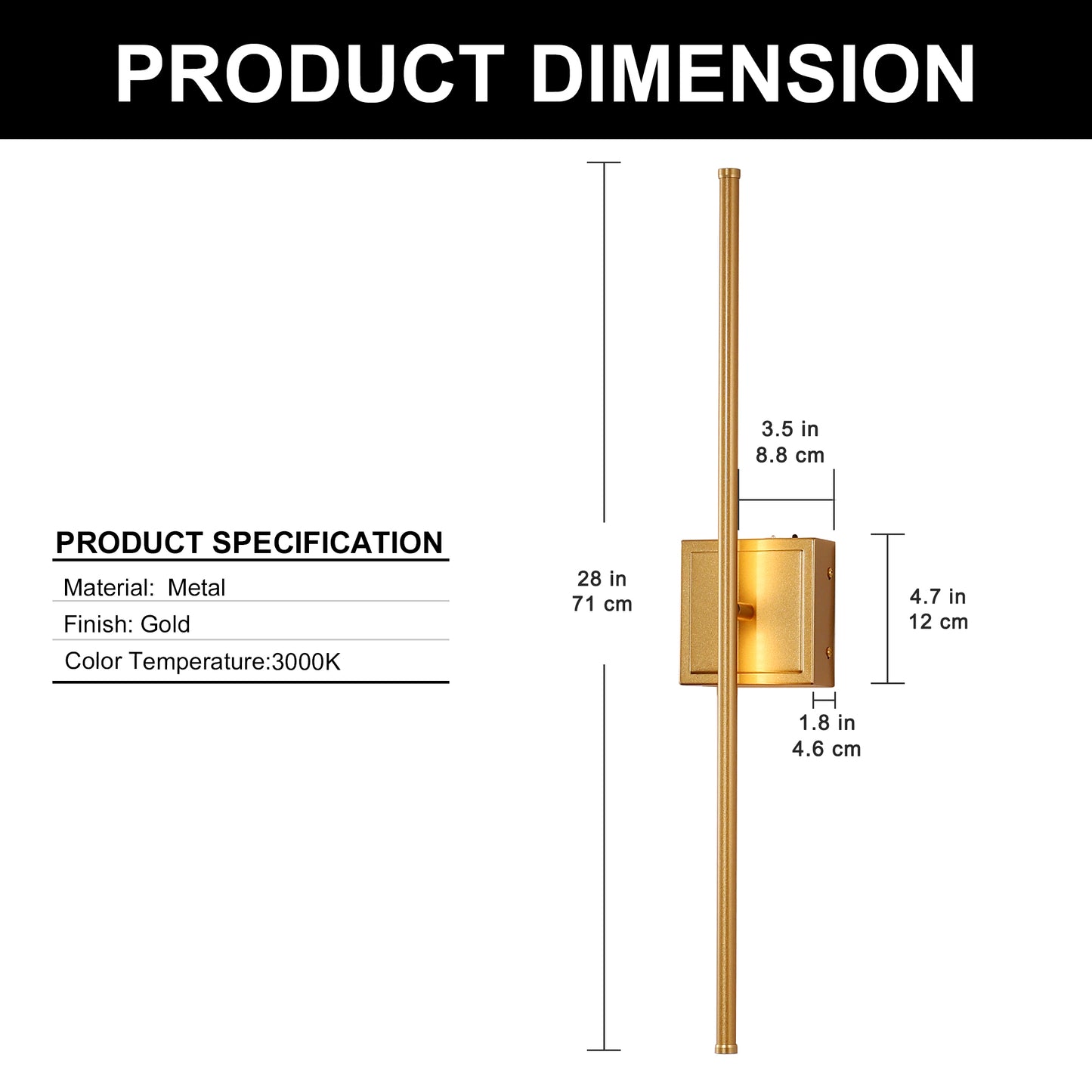 350° Rotate Gold Dimmable Wireless Integrated LED Wall Sconce with Remote, Sconce Wall Decor for Living Room(2-Pack)