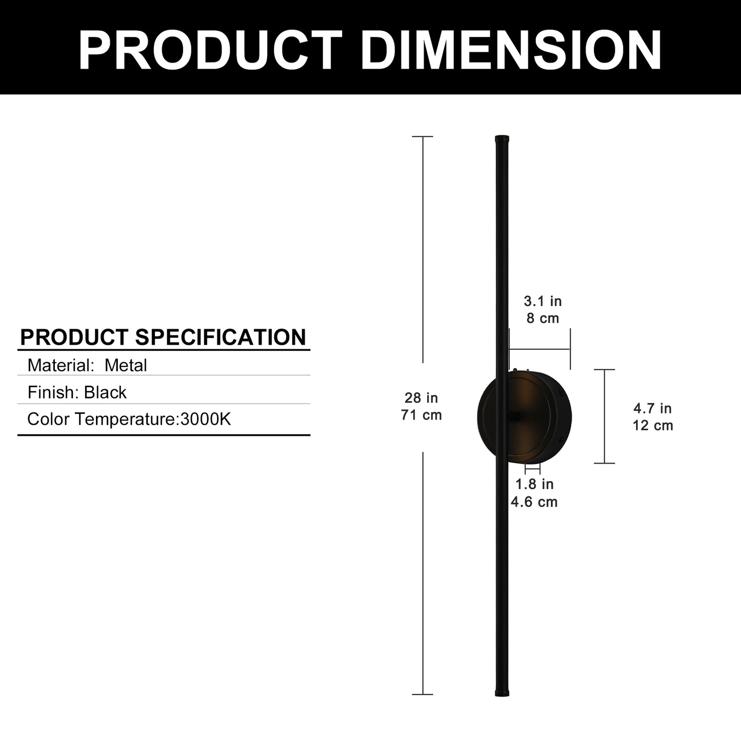 350° Rotate Black Dimmable Wireless Integrated LED Wall Sconce with Remote, Sconce Wall Decor for Living Room(2-Pack)