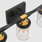 20 in. 3-Light Black and Gold Bathroom Vanity Light Fixtures Over Mirror, Ideal for Bathroom, Hallway, Bedroom