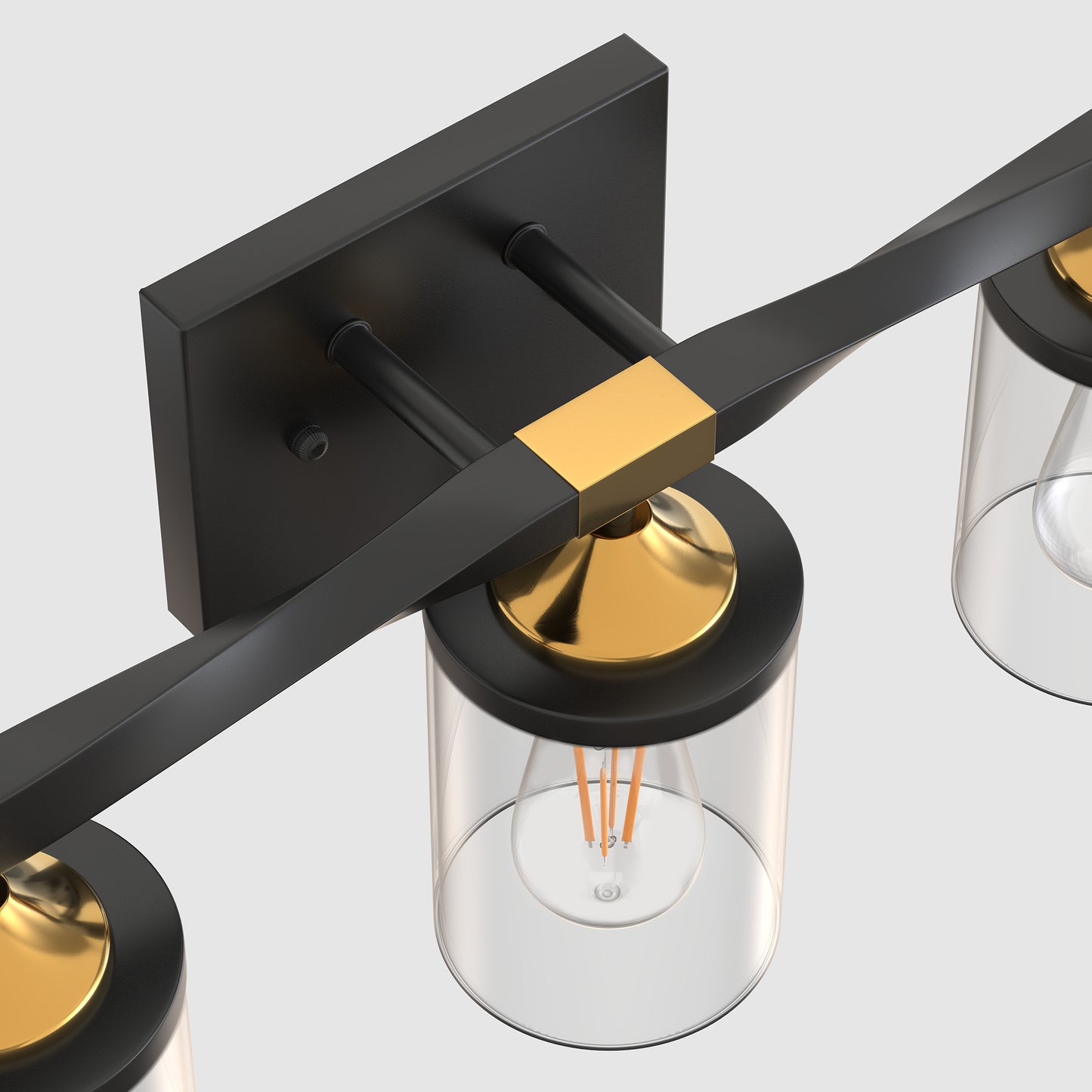 20 in. 3-Light Black and Gold Bathroom Vanity Light Fixtures Over Mirror, Ideal for Bathroom, Hallway, Bedroom
