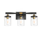 20 in. 3-Light Black and Gold Bathroom Vanity Light Fixtures Over Mirror, Ideal for Bathroom, Hallway, Bedroom