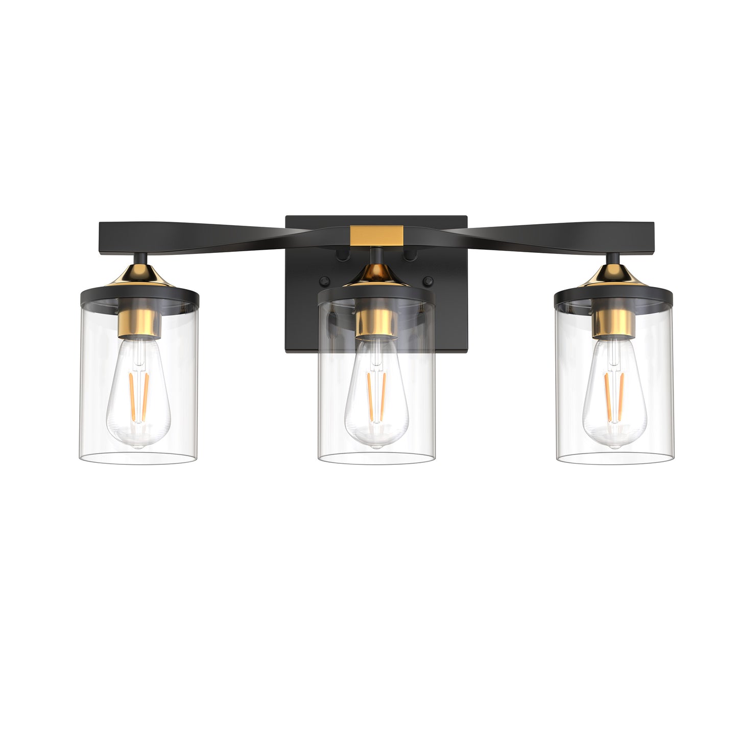 20 in. 3-Light Black and Gold Bathroom Vanity Light Fixtures Over Mirror, Ideal for Bathroom, Hallway, Bedroom