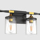 26 in. 4-Light Black and Gold Vanity Light with Clear Glass Shades for Bathroom