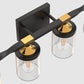 26 in. 4-Light Black and Gold Vanity Light with Clear Glass Shades for Bathroom