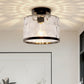 9 in. 1-Light Black Modern Semi Flush Mount Ceiling Light Industrial Clear Water Glass for Hallway Kitchen Bathroom