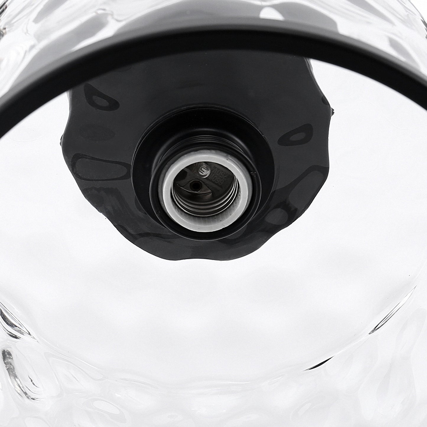 9 in. 1-Light Black Modern Semi Flush Mount Ceiling Light Industrial Clear Water Glass for Hallway Kitchen Bathroom