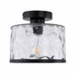9 in. 1-Light Black Modern Semi Flush Mount Ceiling Light Industrial Clear Water Glass for Hallway Kitchen Bathroom