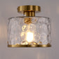 9 in. 1-Light Gold Modern Semi Flush Mount Ceiling Light Industrial Clear Water Glass for Hallway Kitchen Bathroom
