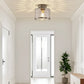 9 in. 1-Light Brushed Nickel Semi Flush Mount Ceiling Light Industrial Clear Water Glass for Hallway Kitchen Bathroom