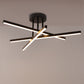Black LED Chandelier 3-Light Modern Semi Flush Mount Ceiling Light 3000K Sputnik Light for Living Room Bedroom Foyer
