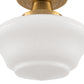 9 in. Rustic Farmhouse Schoolhouse Ceiling Light, Brass Finish with Frosted Glass Shade for Kitchen, Hallway, Bathroom