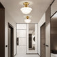 9 in. Rustic Farmhouse Schoolhouse Ceiling Light, Brass Finish with Frosted Glass Shade for Kitchen, Hallway, Bathroom