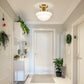 9 in. Rustic Farmhouse Schoolhouse Ceiling Light, Brass Finish with Frosted Glass Shade for Kitchen, Hallway, Bathroom