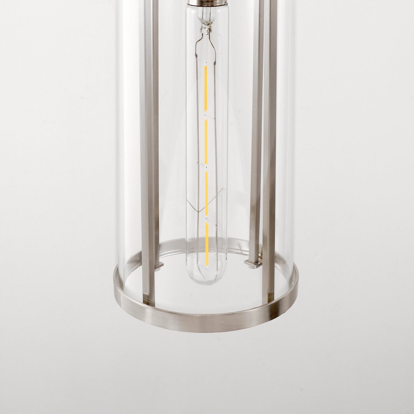 1-Light Nickel Pendant Light with Clear Glass Shade, Modern Industrial Lighting for Kitchen Island and Dining Room