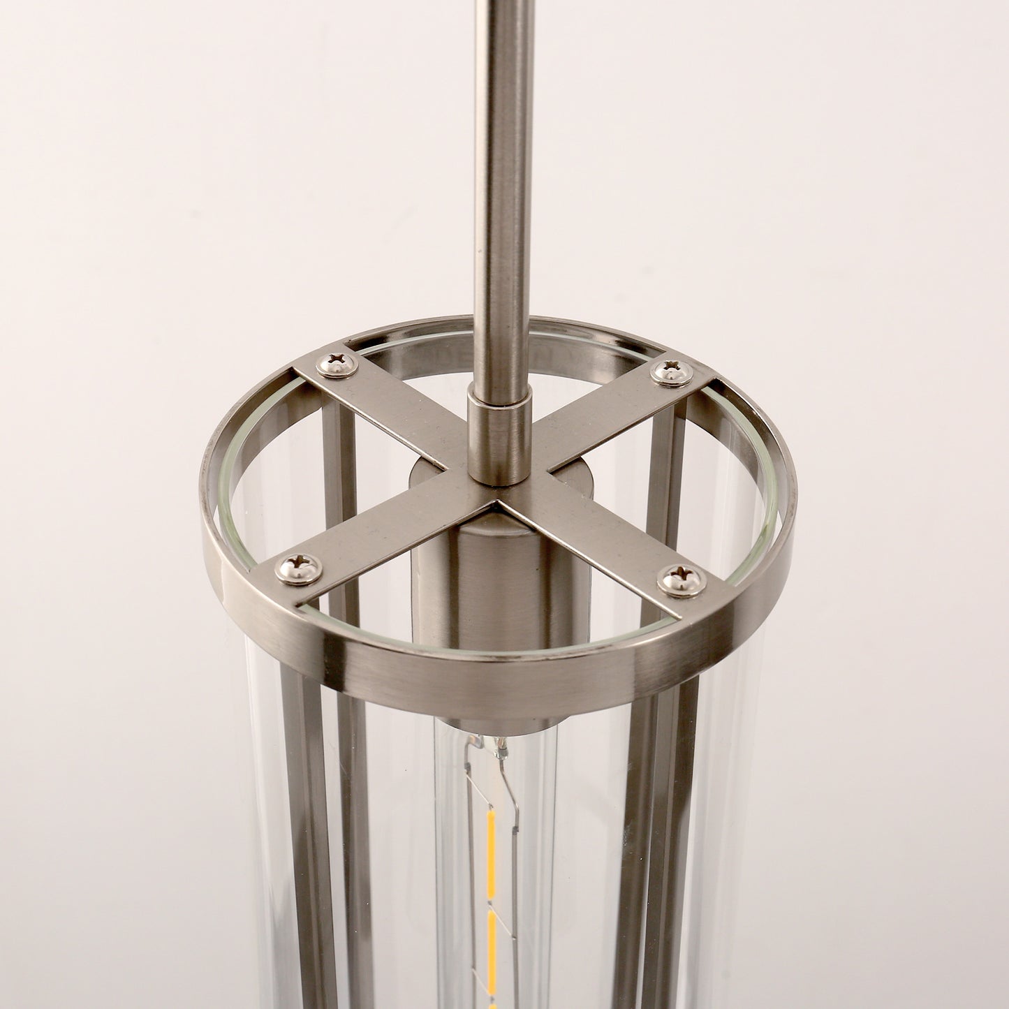 1-Light Nickel Pendant Light with Clear Glass Shade, Modern Industrial Lighting for Kitchen Island and Dining Room