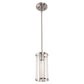 1-Light Nickel Pendant Light with Clear Glass Shade, Modern Industrial Lighting for Kitchen Island and Dining Room