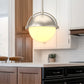 1-Light Brushed Nickel Mini-Pendant Light with Frosted Glass Shade