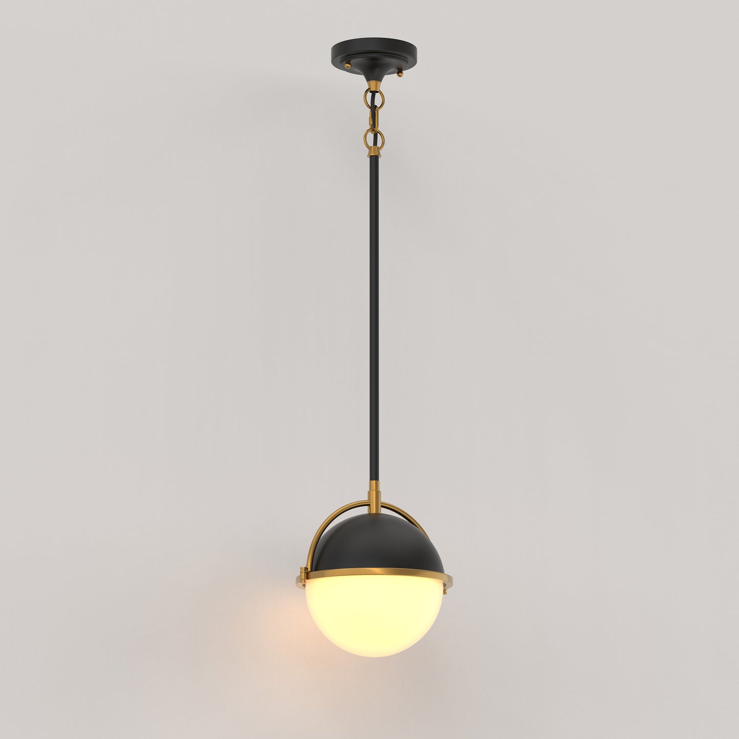 8 in. 1-Light Elegant Metal with Glass Globe Lighting, Matte Black and Gold Finishes for Kitchen Island
