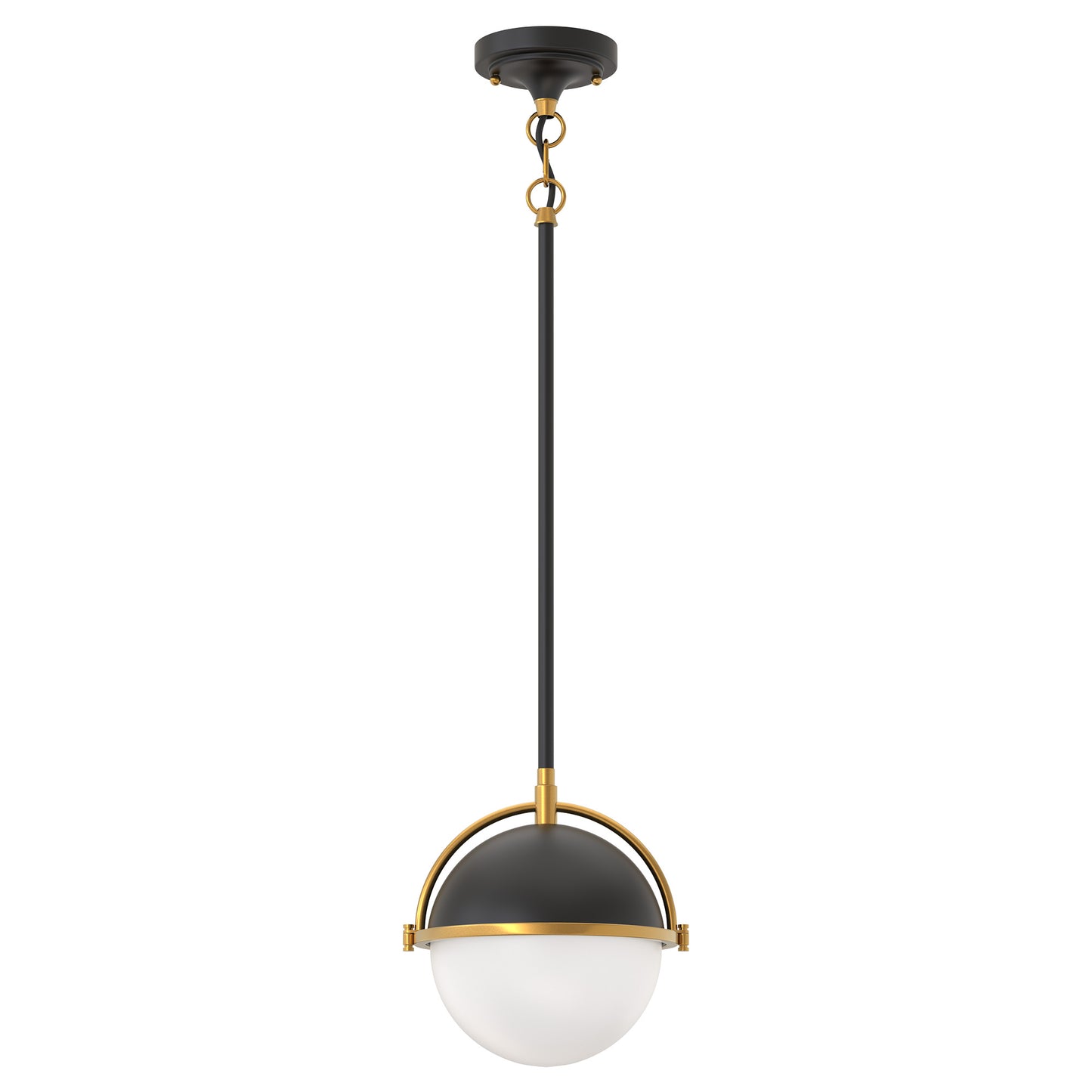 8 in. 1-Light Elegant Metal with Glass Globe Lighting, Matte Black and Gold Finishes for Kitchen Island
