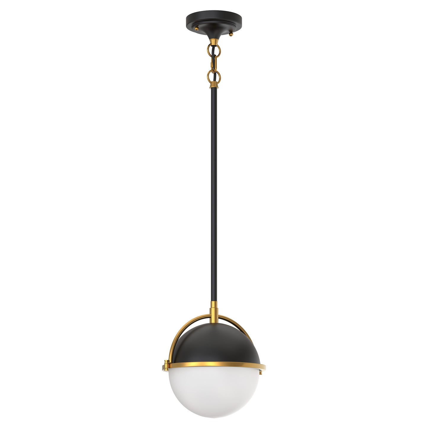 8 in. 1-Light Elegant Metal with Glass Globe Lighting, Matte Black and Gold Finishes for Kitchen Island