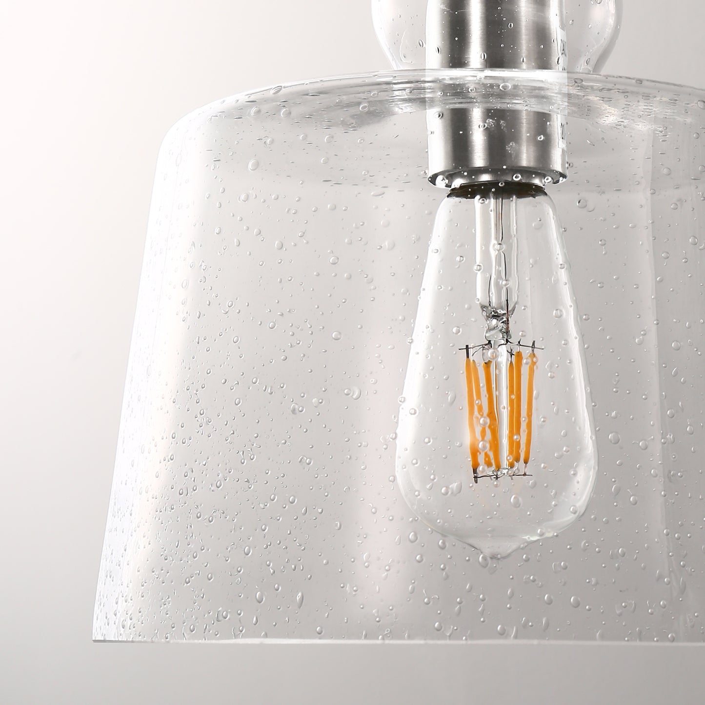 1-Light Brushed Nickel Pendant Light with Seeded Glass for Dining Rooms, Kitchen Islands, and Entryways