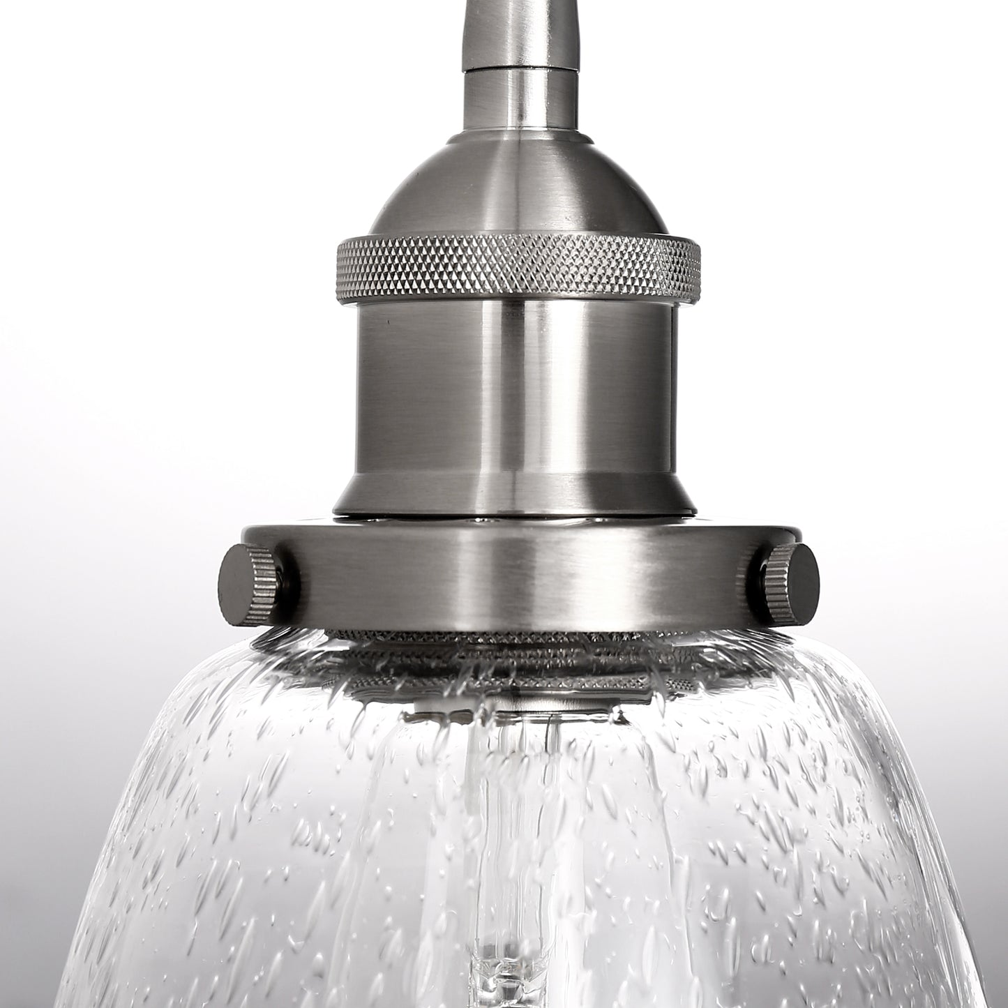 6 in.1-Light Brushed Nickel Industrial Glass Pendant Light, Hanging Ceiling Fixture for Kitchen, Bar, and Dining Room