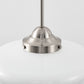 Farmhouse 1-Light Brushed Nickel Pendant Light with Milk White Frosted Glass Shade for Kitchen, Hallway, and Entryway