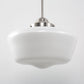 Farmhouse 1-Light Brushed Nickel Pendant Light with Milk White Frosted Glass Shade for Kitchen, Hallway, and Entryway