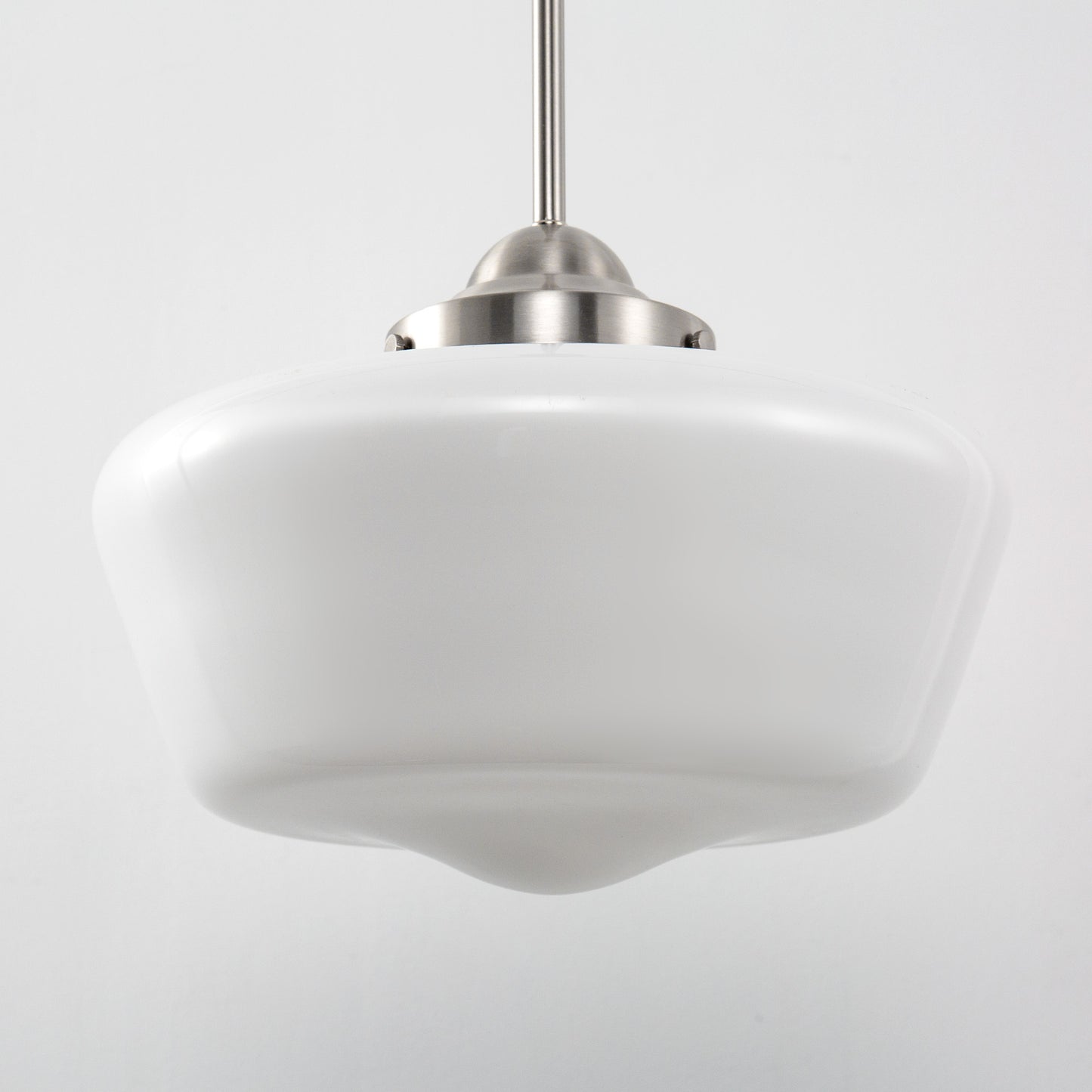 Farmhouse 1-Light Brushed Nickel Pendant Light with Milk White Frosted Glass Shade for Kitchen, Hallway, and Entryway