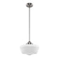 Farmhouse 1-Light Brushed Nickel Pendant Light with Milk White Frosted Glass Shade for Kitchen, Hallway, and Entryway