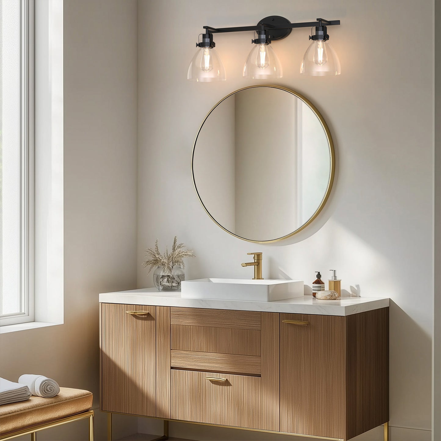29 in. 3-Light Vanity Light, Affordable Bathroom Fixture for Bright Lighting