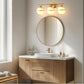 24 in. Modern 3-Light Bathroom Vanity Light with Farmhouse Heritage Brass Globe Shade
