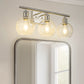23 in. 3-Light Brushed Nickel Vanity Light with Clear Globe Glass Shades for Vanity or Powder Room