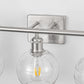 23 in. 3-Light Brushed Nickel Vanity Light with Clear Globe Glass Shades for Vanity or Powder Room