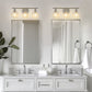 23 in. 3-Light Brushed Nickel Vanity Light with Clear Globe Glass Shades for Vanity or Powder Room